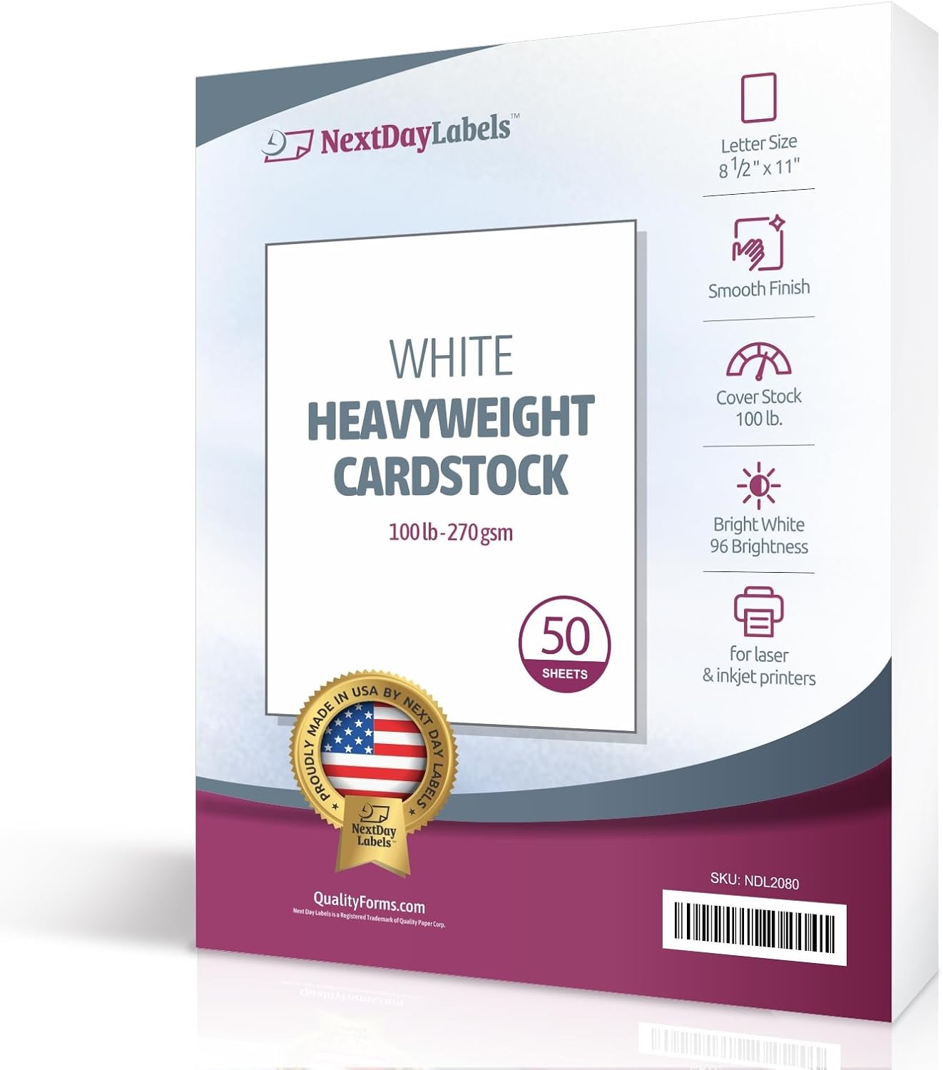 8-1/2 x 11" Letter, 100 Lb. Cover Card Stock