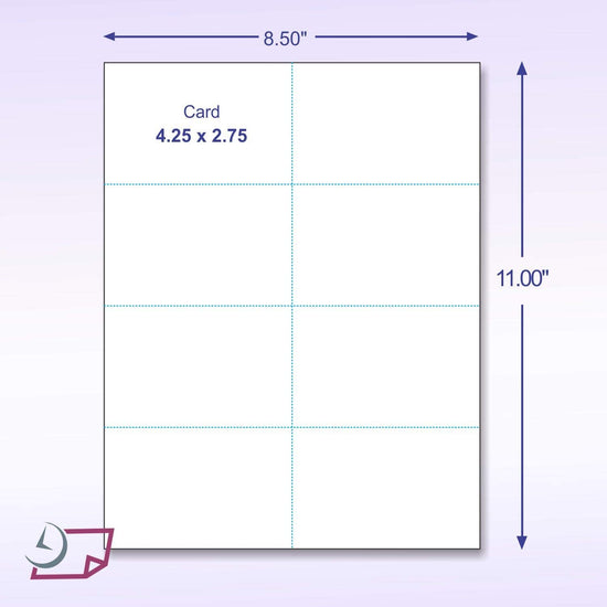 8-1/2 x 11 Laser Cards 8 Up - Extra Heavy - White