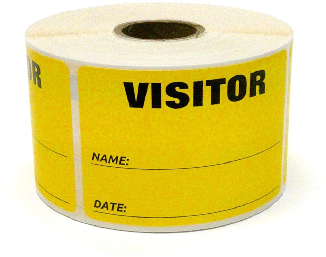 3" x 2" Fluorescent Yellow Visitor Pass Labels