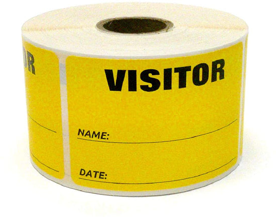 3" x 2" Labels Pass 500 Labels Yellow “Visitor ” Labels 1" Core