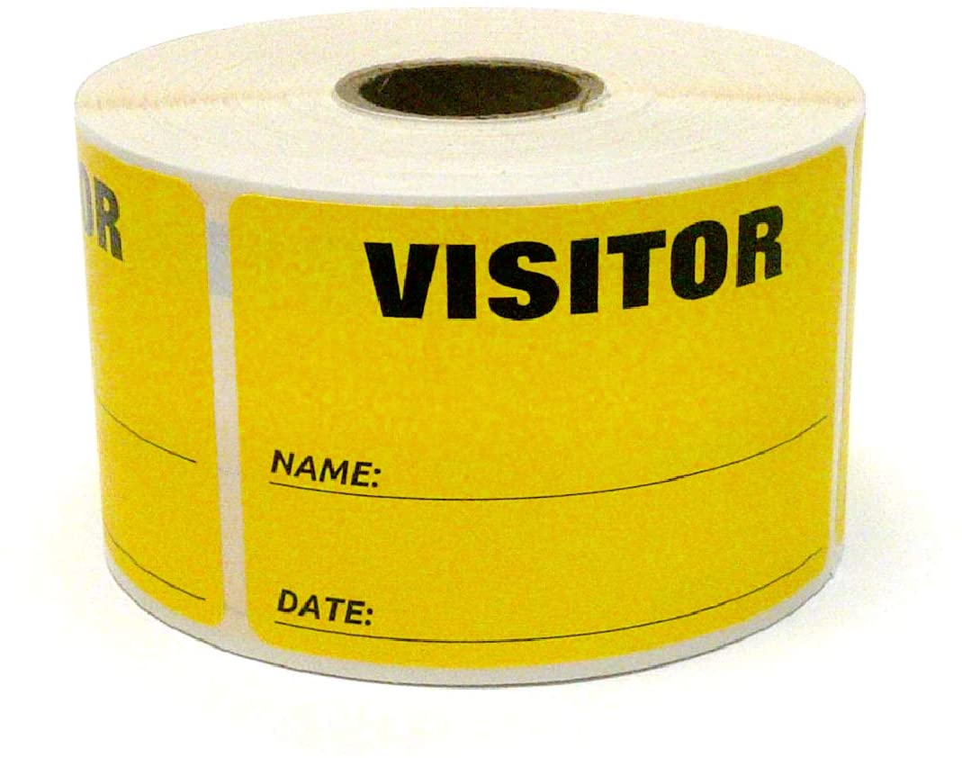 3" x 2" Labels Pass 500 Labels Yellow “Visitor ” Labels 1" Core