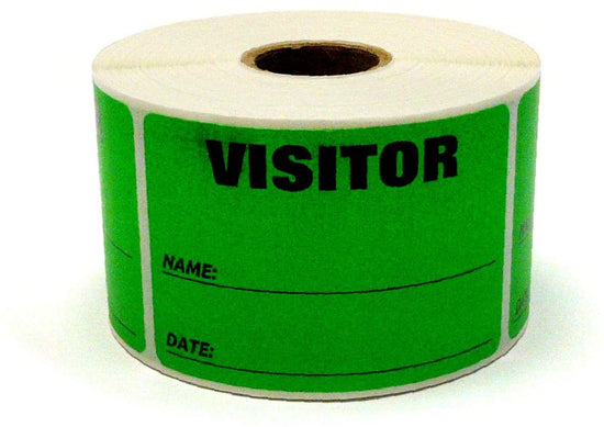 3" x 2" Labels Pass 500 Labels Green “Visitor ” Labels 1" Core