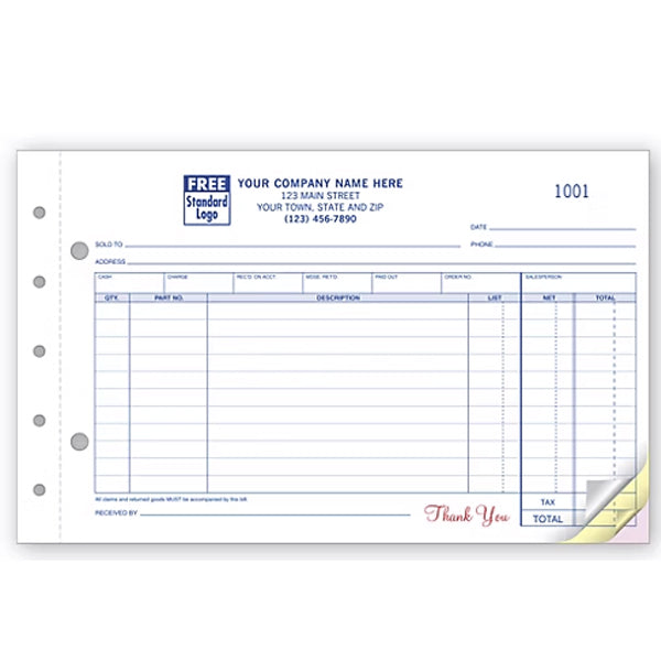 Auto Parts Sales Order - Small With Side-Stub