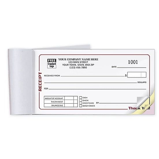 6-3/4 x 3-3/8" Classic Receipt Books Pocket-Size Available in 2 or 3 Parts