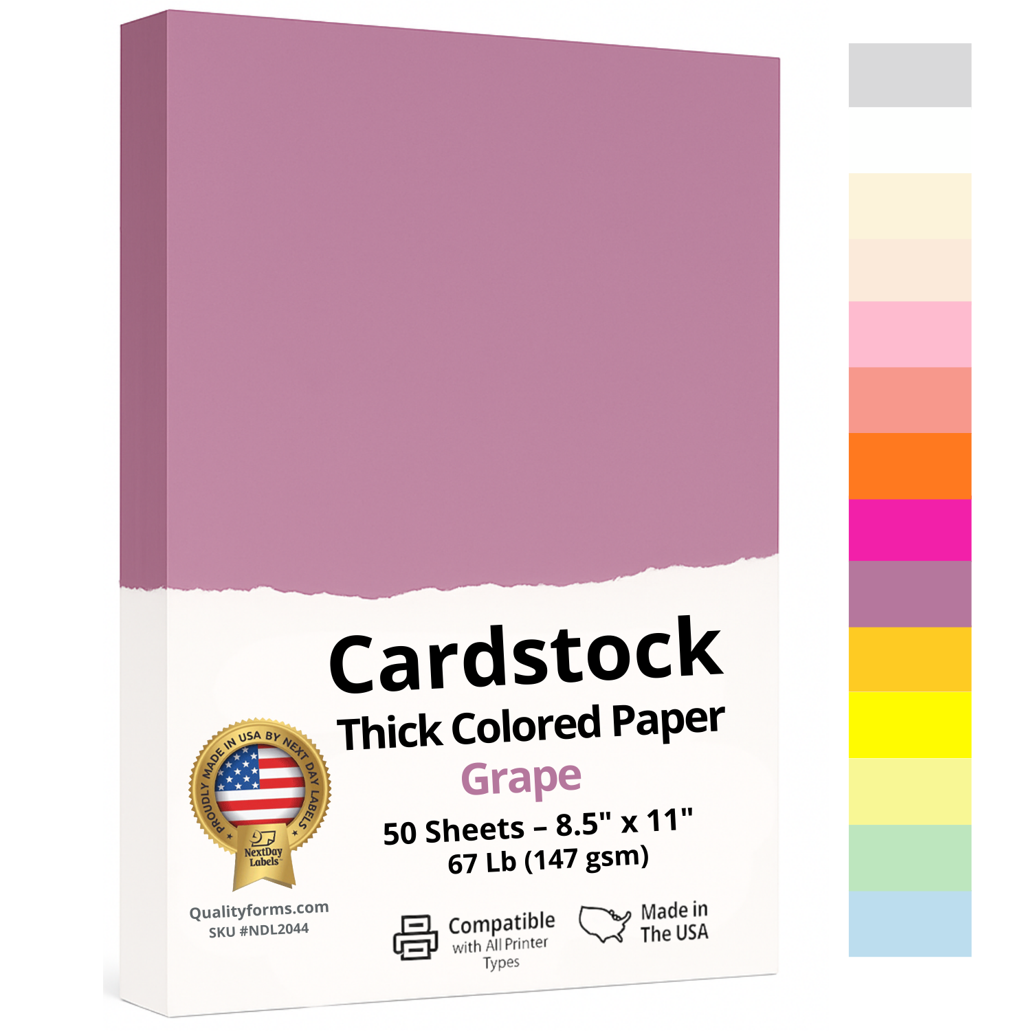 8-1/2 x 11" Letter Size, Grape Cover Card Stock