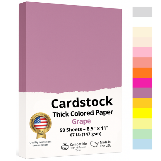 8-1/2 x 11" Letter, 67 Lb. Cover Card Stock, Grape