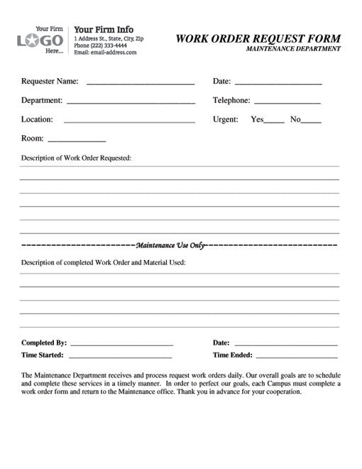 Multi Purpose Order Entry Form, Style #6
