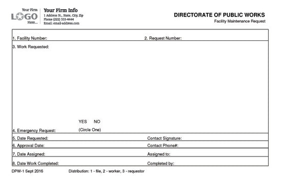Directorate of Public Works forms