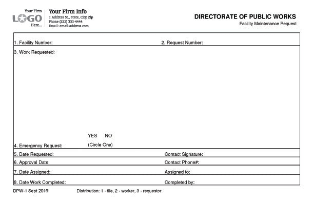 Directorate of Public Works forms