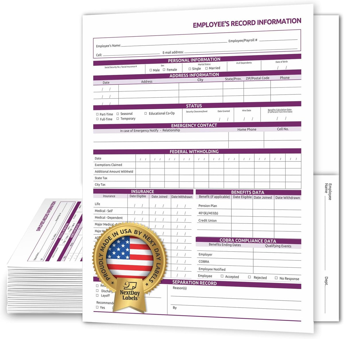 Employee Record Folders 9.5 x 11.5