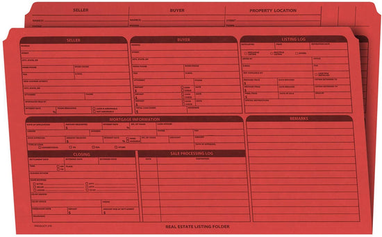 Real Estate Folder, Right Panel List, Legal Size, Red