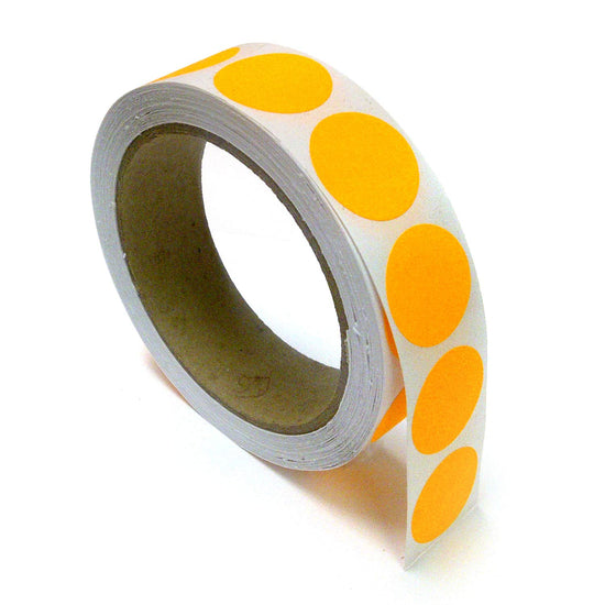 1" Circle Color Stickers, 500 Permanent Labels, 3" Core, Orange Fluorescent