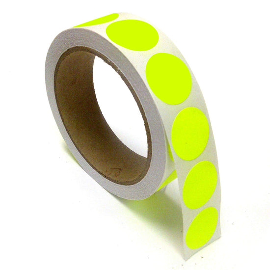 1" Circle Color Stickers, 500 Permanent Labels, 3" Core, Yellow Fluorescent