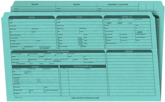 Real Estate Folder, Right Panel List, Legal Size, Blue