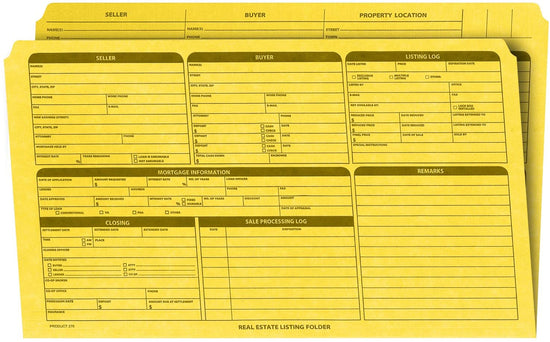 Real Estate Folder, Right Panel List, Legal Size, Yellow