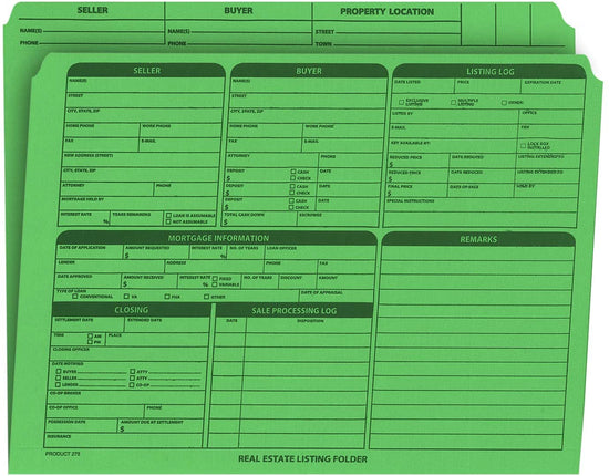 Real Estate Folder Right Panel List Letter Size, Green