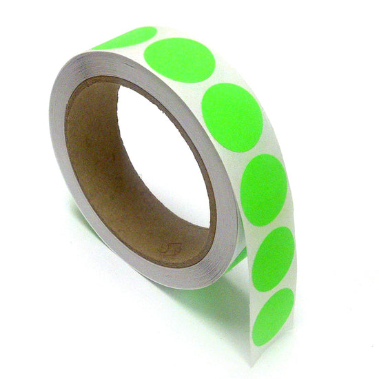 1" Circle Color Stickers, 500 Permanent Labels, 3" Core, Green Fluorescent