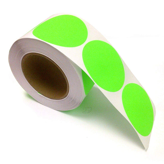 2" Circle Color Stickers, 500 Permanent Labels, 3" Core, Green Fluorescent