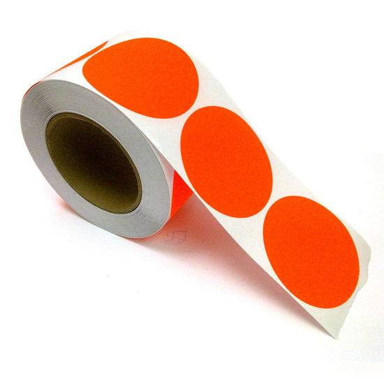 2" Circle Color Stickers, 500 Permanent Labels, 3" Core, Red Fluorescent