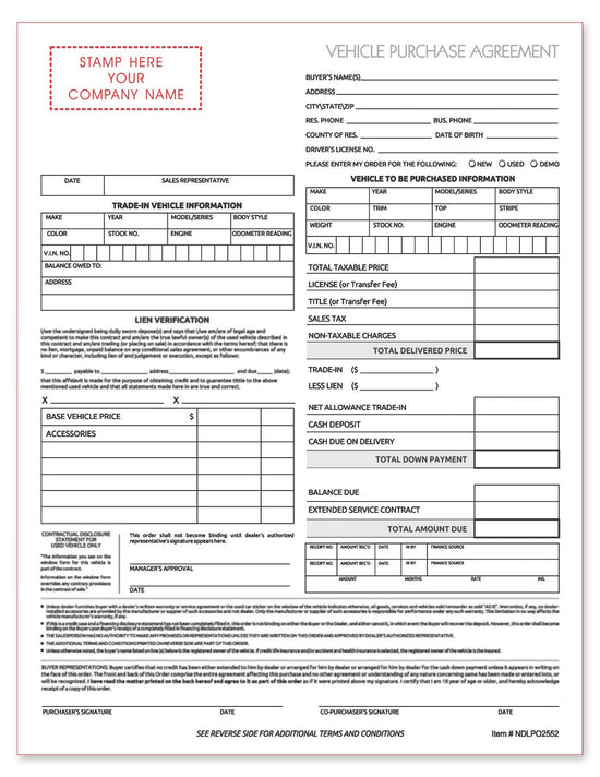 Vehicle Purchase Agreement Form