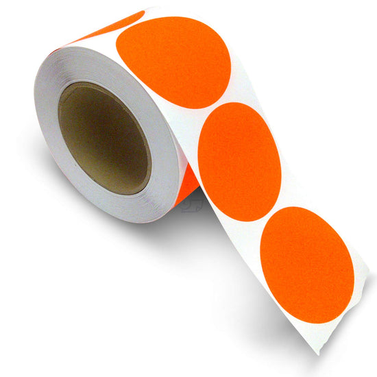3" Circle Color Stickers, 500 Permanent Labels, 3" Core, Red Fluorescent
