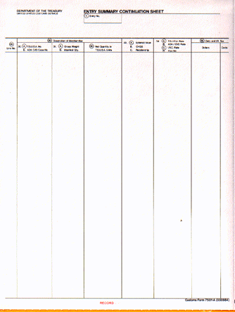 9-1/2 x 11" 5 Part Continuous Entry Summary Continuation Sheet w/ Permit