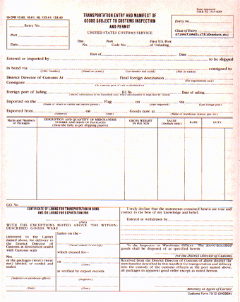9-1/2 x 11" 6 Part Continuous Transportation Entry