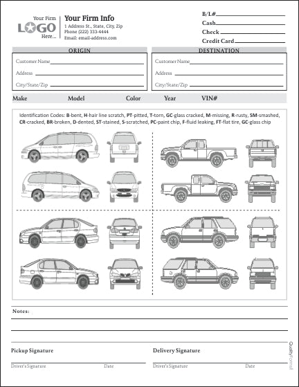 Automobile Transport Form with 4 Cars