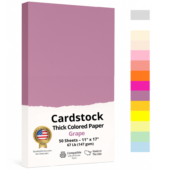 11 x 17" Ledger, 67 Lb. Cover Card Stock, Grape