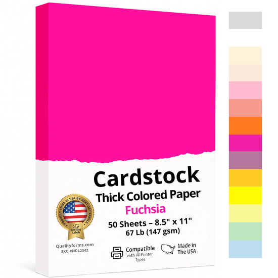 8-1/2 x 11" Letter, 67 Lb. Cover Card Stock, Fuchsia