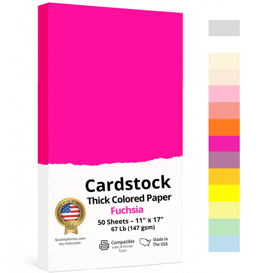 11 x 17" Ledger, 67 Lb. Cover Card Stock, Fuchsia