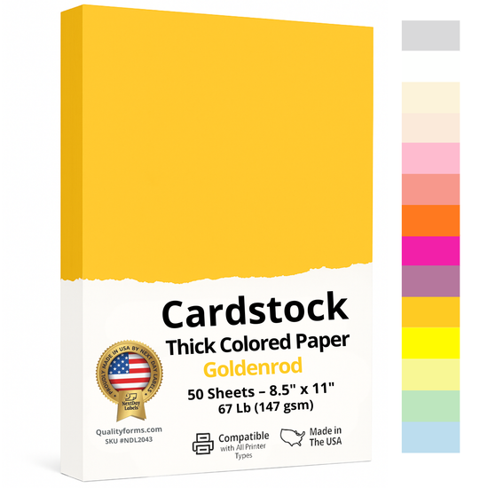 8-1/2 x 11" Letter, 67 Lb. Cover Card Stock, Goldenrod
