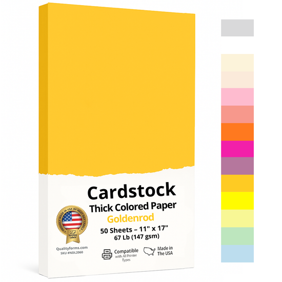 11 x 17" Ledger, 67 Lb. Cover Card Stock, Goldenrod