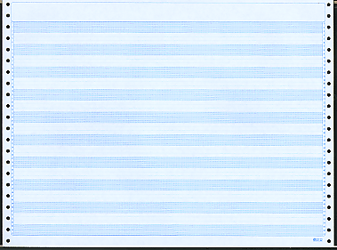 14-7/8 x 11" Continuous Paper 20# 1 Part 1/2" Blue Bar HL, No Side Perfs