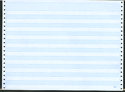 14-7/8 x 11" Continuous Paper 15# 1 Part, 1/2" Blue Bar, No Side Perfs