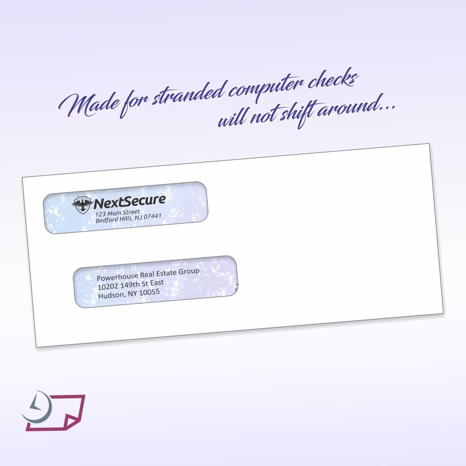 #8 Double Window Self-Seal Envelopes with Security Tint Inside. Compatible with Quickbook & other Checks
