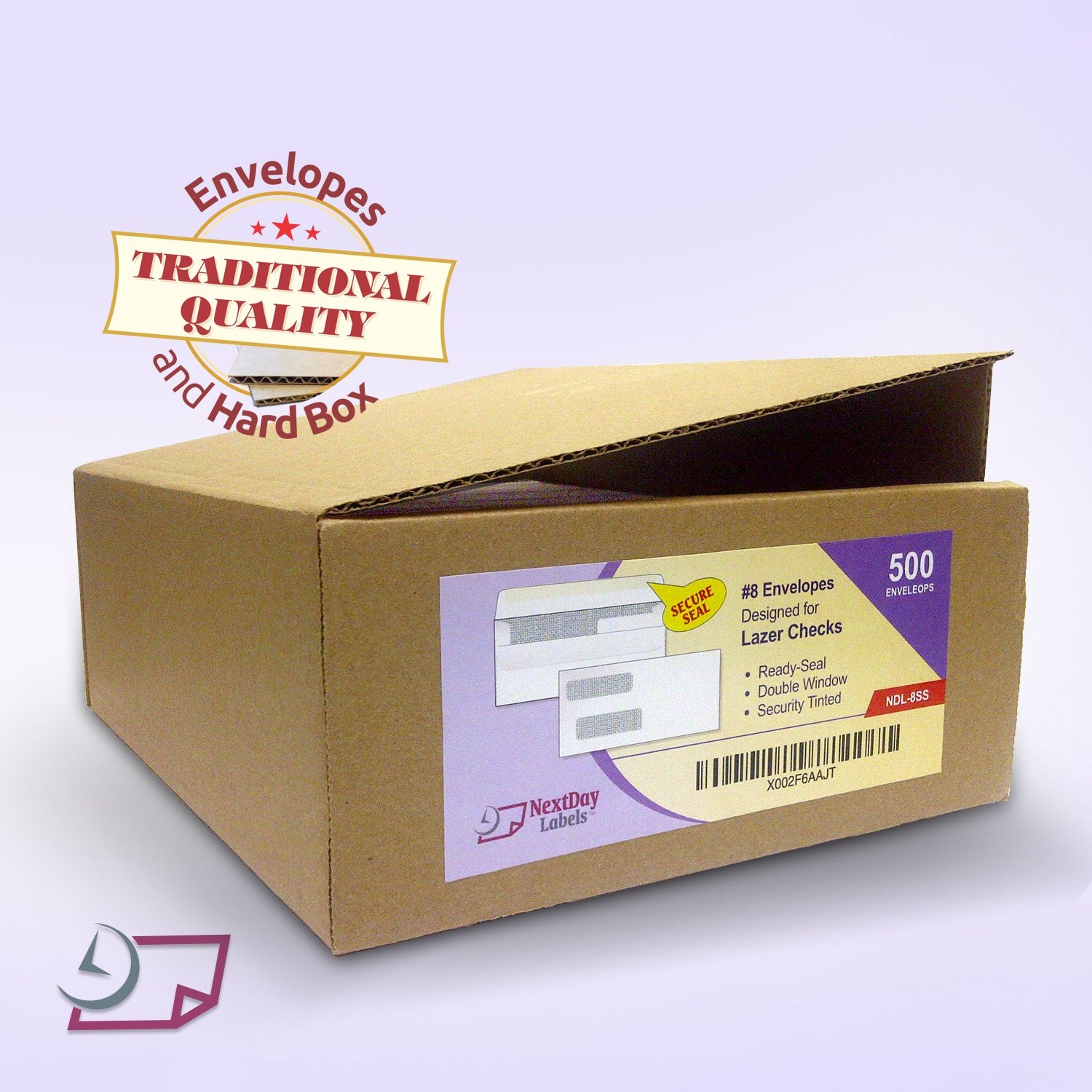 #8 Double Window Self-Seal Envelopes with Security Tint Inside. Compatible with Quickbook & other Checks