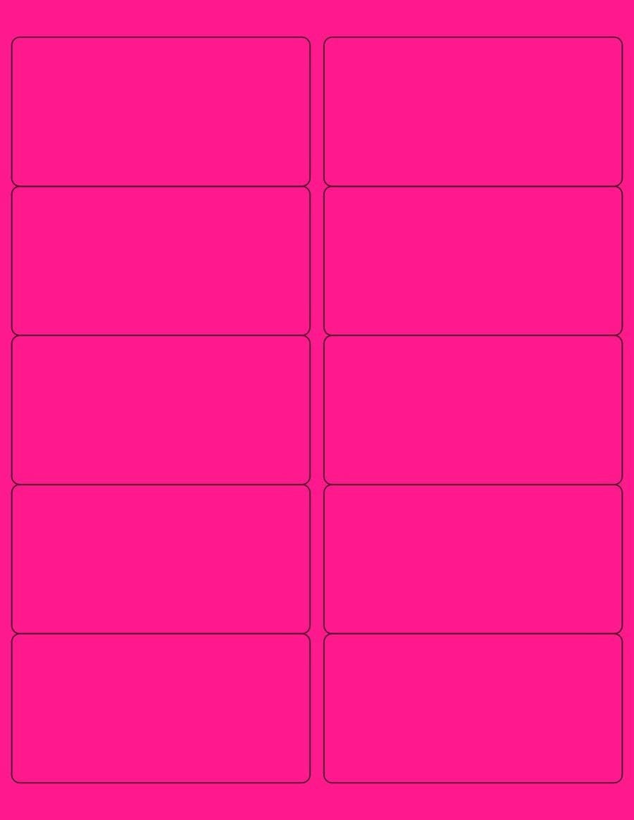 8-1/2" x 11" Fluorescent Pink Labels, 10 Labels per Sheet, 4" x 2"