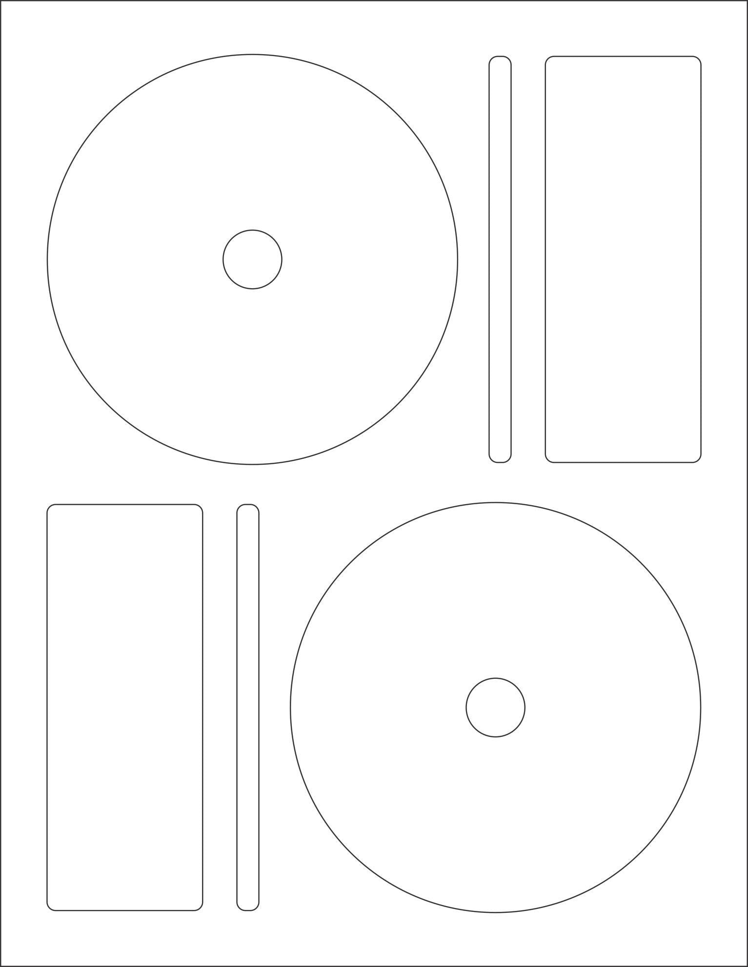 8-1/2" x 11" White Laser Labels, 2 CD/DVD Labels Per Sheet