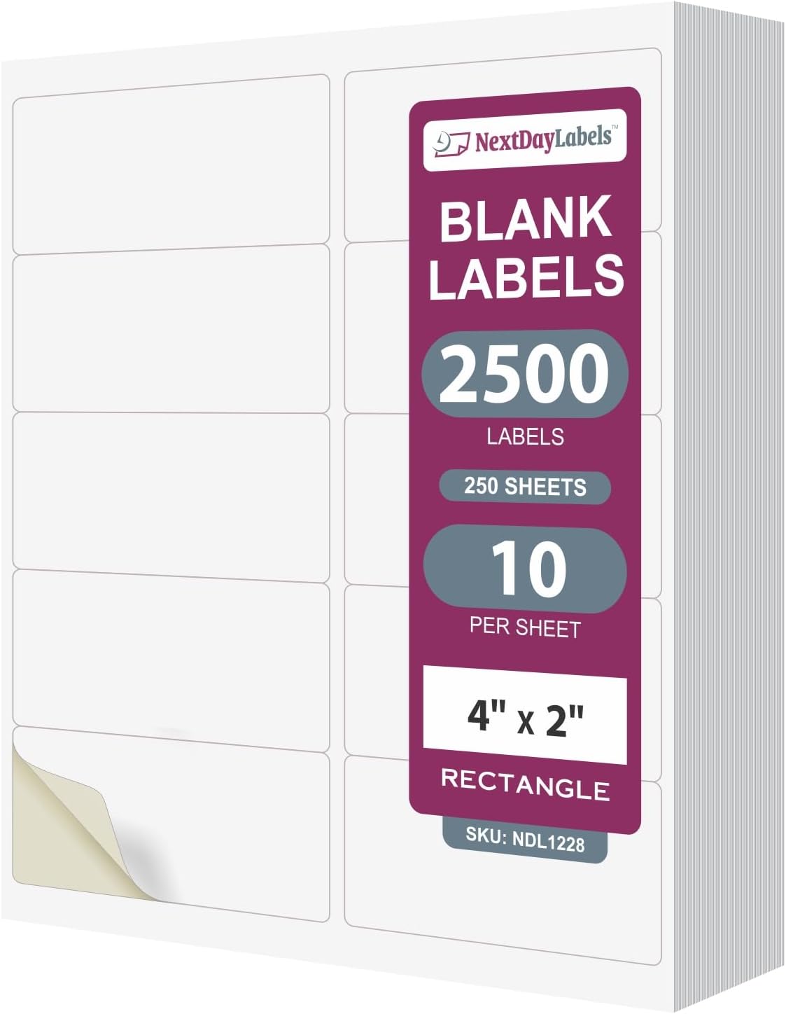 8-1/2" x 11" White Laser Labels, 10 Labels per Sheet, 4" x 2"