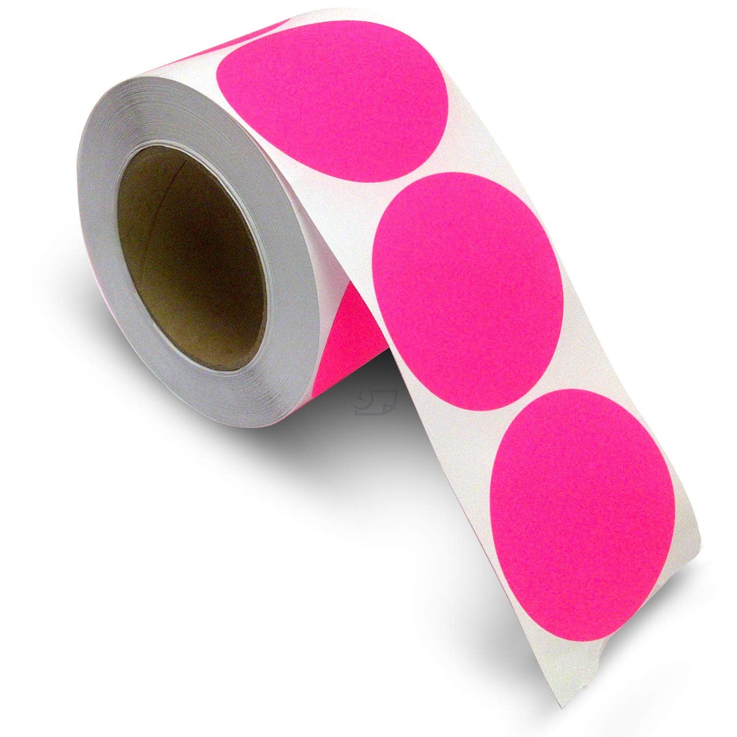 3" Circle Stickers, 500 Permanent Labels, Pink Fluorescent, 3" Core