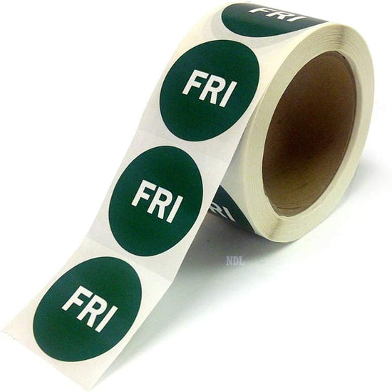 2" Inventory Control/Date 500 Permanent Labels Green “FRI” Labels 3" Core