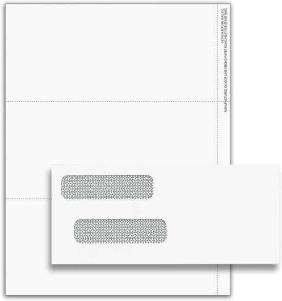 2025 3 UP Laser W-2 Forms, Employee Copy, Horizontal Format (100 Blank Sheets & Envelopes)