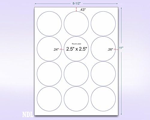 8-1/2" x 11" Orange Fluorescent 12 Labels per Sheet 2.5" Round