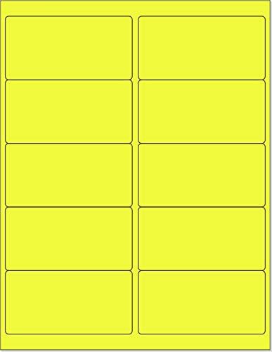 8-1/2" x 11" Yellow Fluorescent 10 Labels per Sheet 4 x 2