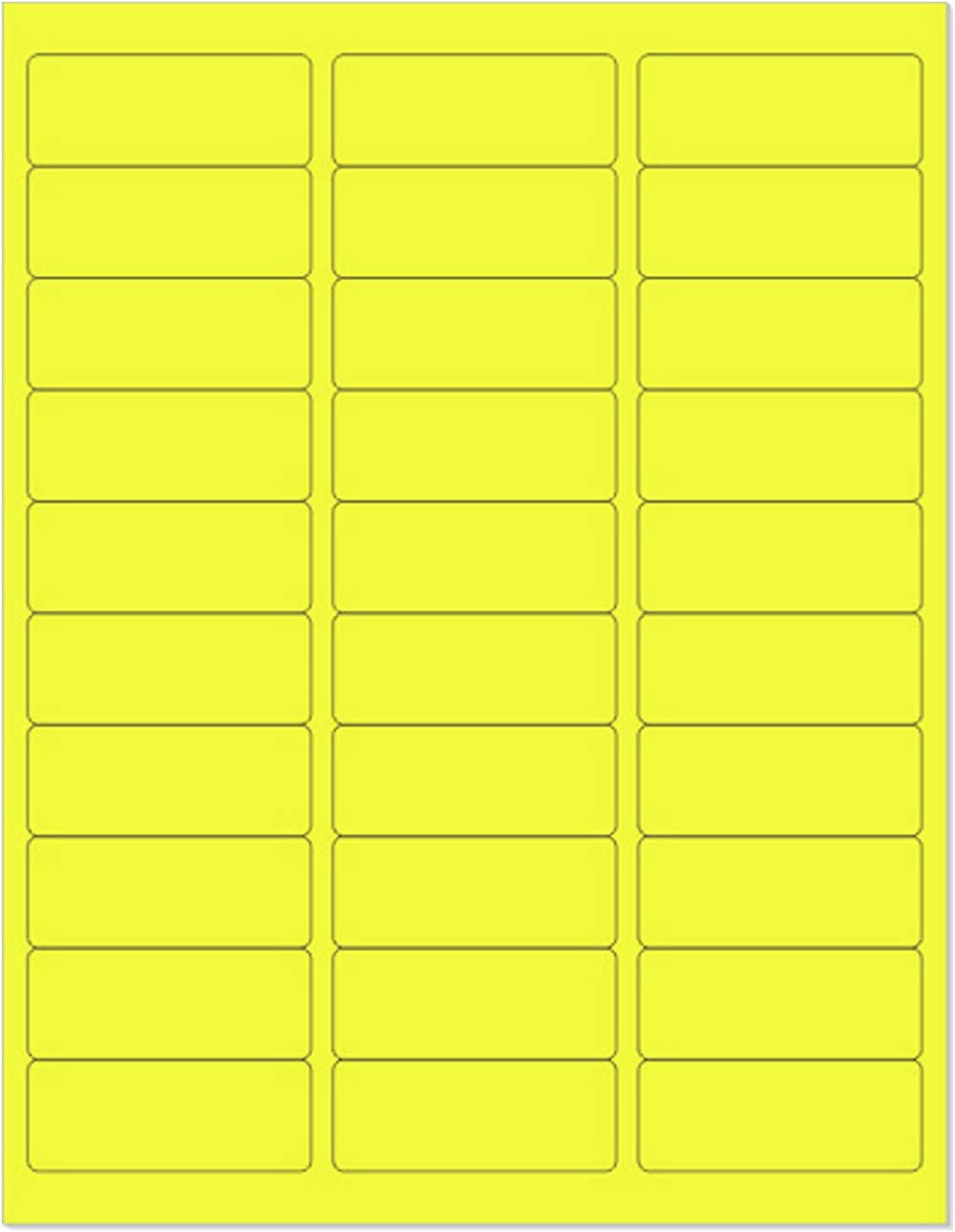 8-1/2" x 11" Yellow Fluorescent 30 Labels per Sheet 1" x 2-5/8"