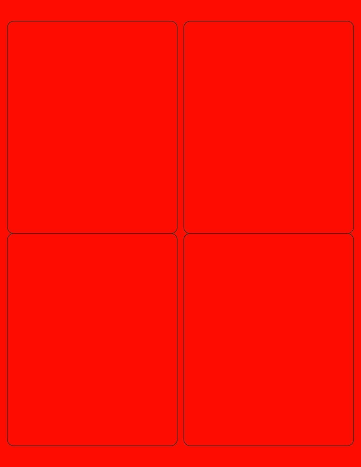 8-1/2" x 11" Red Fluorescent 4 Labels per Sheet 4 x 5