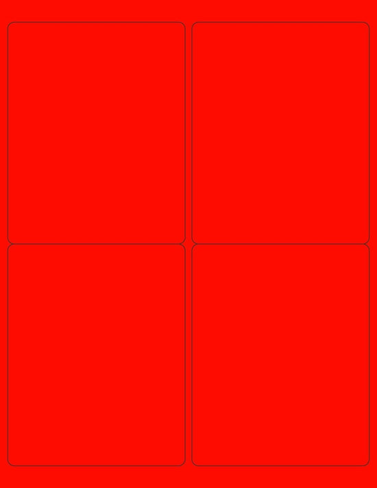 8-1/2" x 11" Red Fluorescent 4 Labels per Sheet 4 x 5