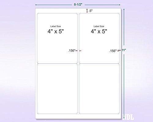 8-1/2" x 11" Red Fluorescent 4 Labels per Sheet 4 x 5