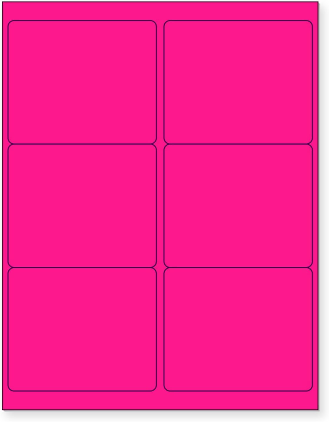 8-1/2" x 11" Pink Fluorescent 6 Labels per Sheet 4 x 3-1/3